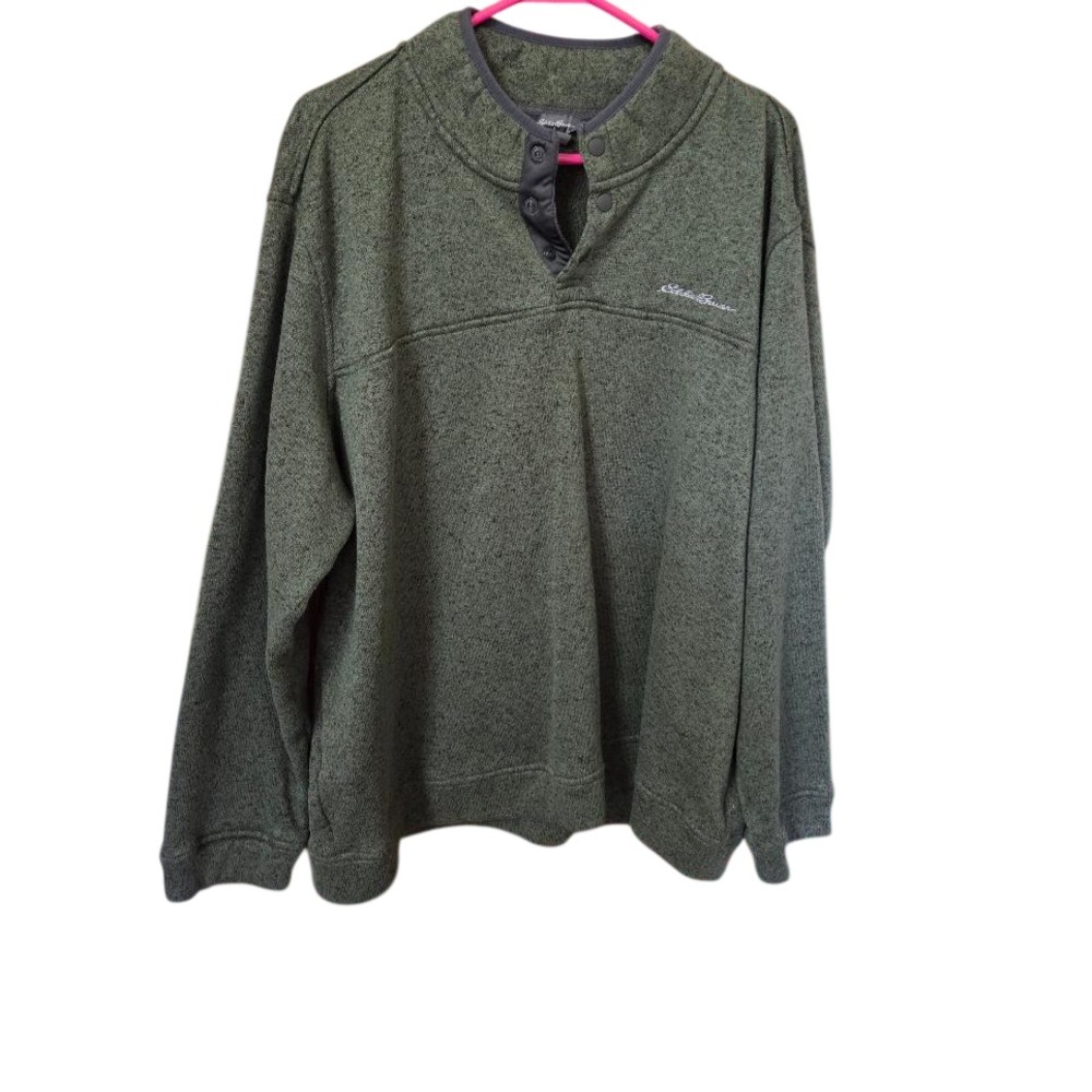 Eddie Bauer Sweater Men's 2XL Radiator Fleece Snap-T Mock Pullover Green
